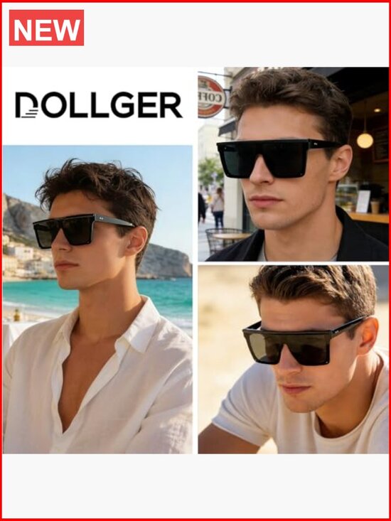 Oversized Square Sunglasses Flat Top Black Frame UV400 Non-Polarized main image 5